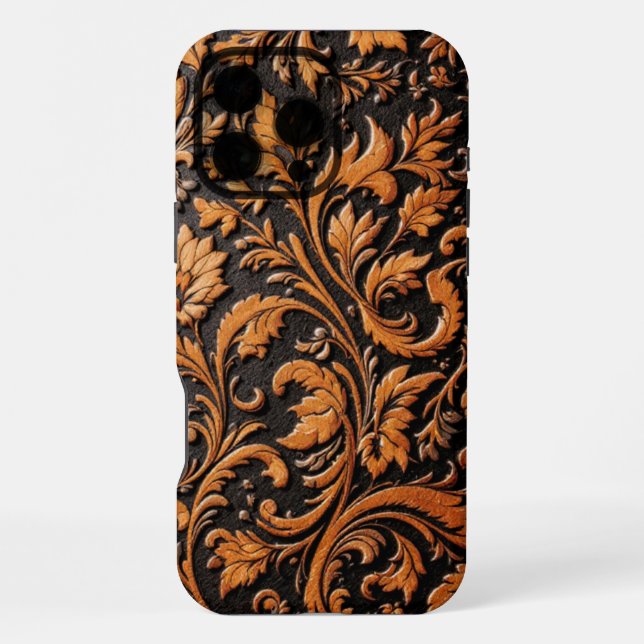 Die pressed embossed leather design iPhone case (Back)