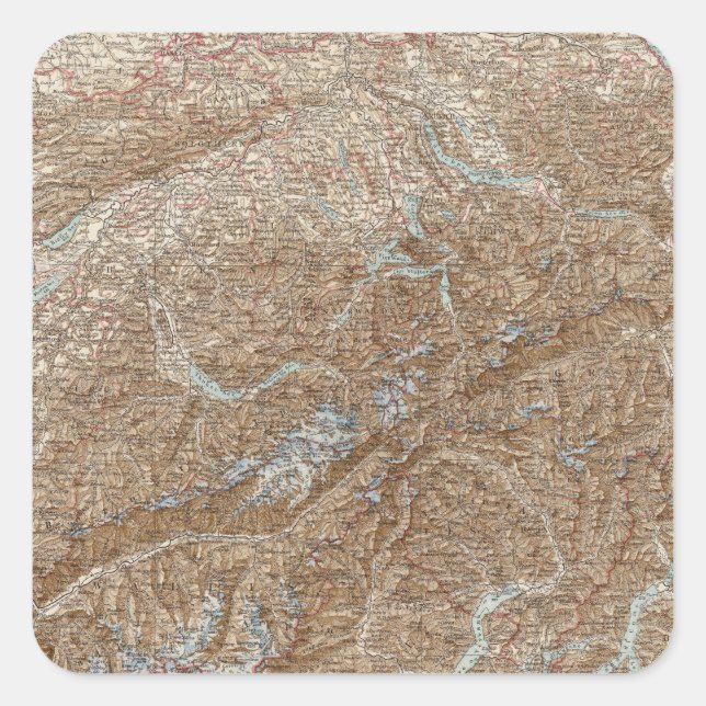 Die Schweiz,  Switzerland Atlas Map Square Sticker (Front)