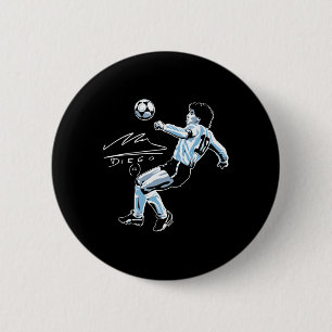 Diego Maradona Eighties Signature Soccer Legend 6 Cm Round Badge