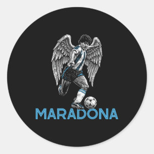 Diego Maradona Rip Angel Wings D10s Footll Soccer Classic Round Sticker