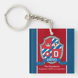 Diego name meaning boys shield bird custom key ring