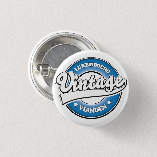 Diekirch luxembourg retro logo  3 cm round badge (Front & Back)