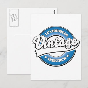 Diekirch luxembourg retro logo postcard