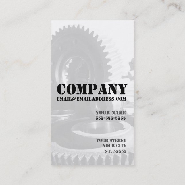 Diesel Engine Business Card (with Gears) (Back)