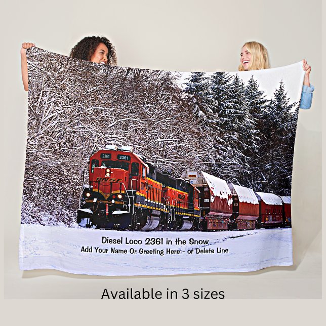 Diesel Loco 2361 in the Snow - Add Name           Fleece Blanket (Creator Uploaded)