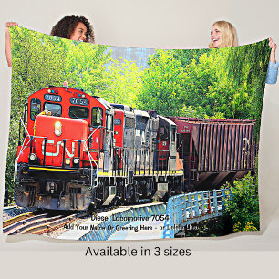 Diesel Locomotive 7054 - Add Name Fleece Blanket