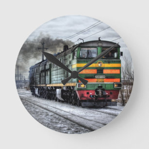 Diesel Locomotive Gifts for Train Lovers Round Clock