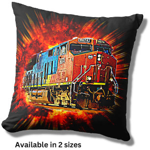 Diesel Locomotive Train Bursting Out Cushion