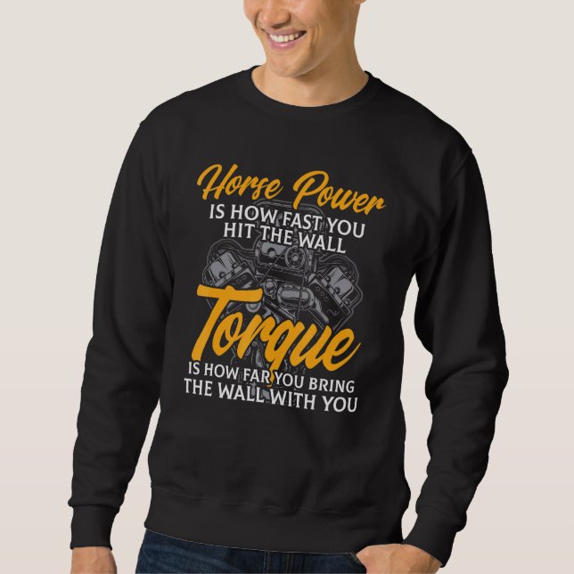 Diesel Mechanic Car Fixing Horse Power Auto Repair Sweatshirt (Front)