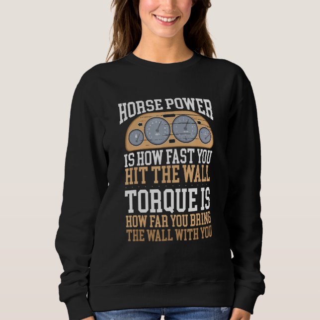Diesel Mechanic Car Fixing Horse Power Auto Repair Sweatshirt (Front)