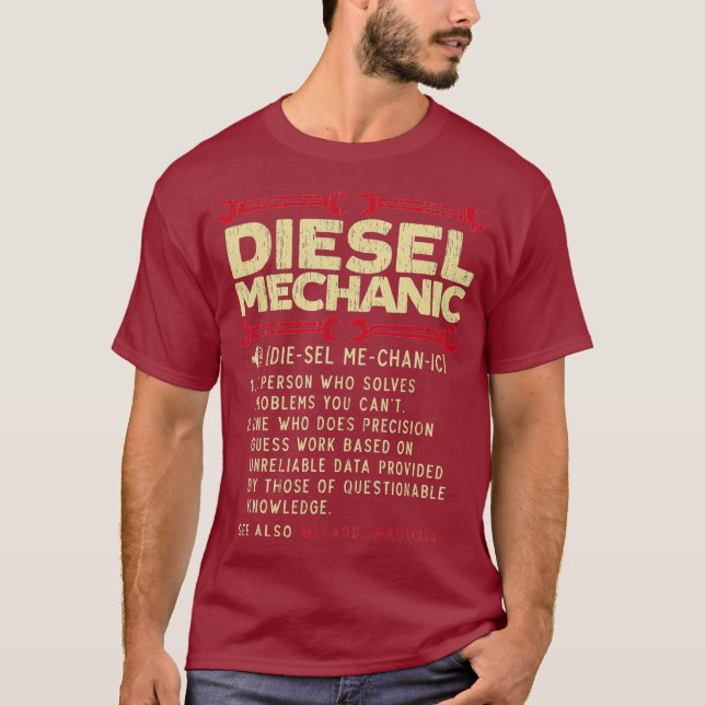 Diesel Mechanic Definition Automobile Vehicle T-Shirt (Front)