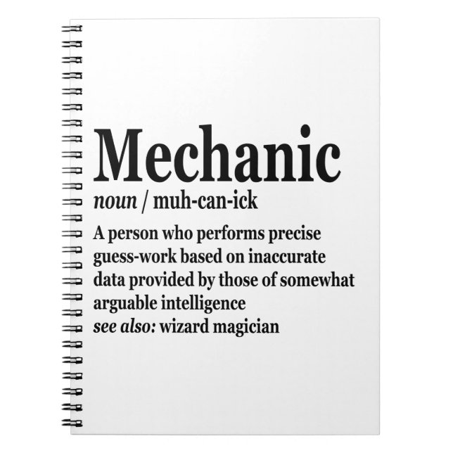 Diesel Mechanic Definition Funny Repairman Father  Notebook (Front)