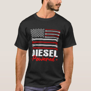 Diesel Mechanic Powered Patriotic American Flag T-Shirt
