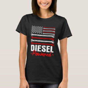Diesel Mechanic Powered Patriotic American Flag T-Shirt