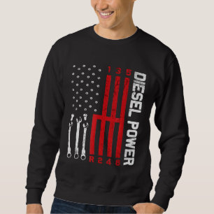 Diesel Mechanic Shifting Gear American Flag Drag R Sweatshirt