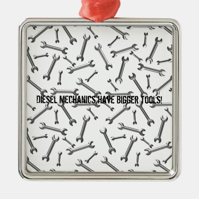 Diesel Mechanics Have Bigger Tools Metal Tree Decoration (Front)