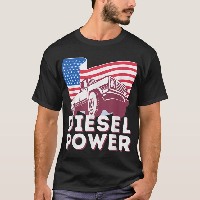 Diesel Power American Flag - Diesel Mechanic Picku T-Shirt (Front)