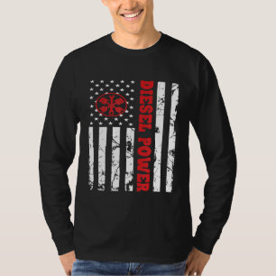 Diesel Power American Flag Thin Red Line Mechanics T-Shirt