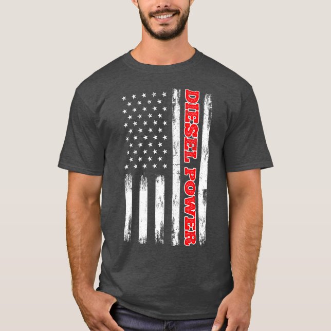 Diesel Power American Flag Turbo Truck T-Shirt (Front)