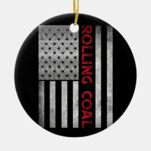 Diesel Rolling Coal Flag Hoodie Truck Turbo Brothe Ceramic Ornament