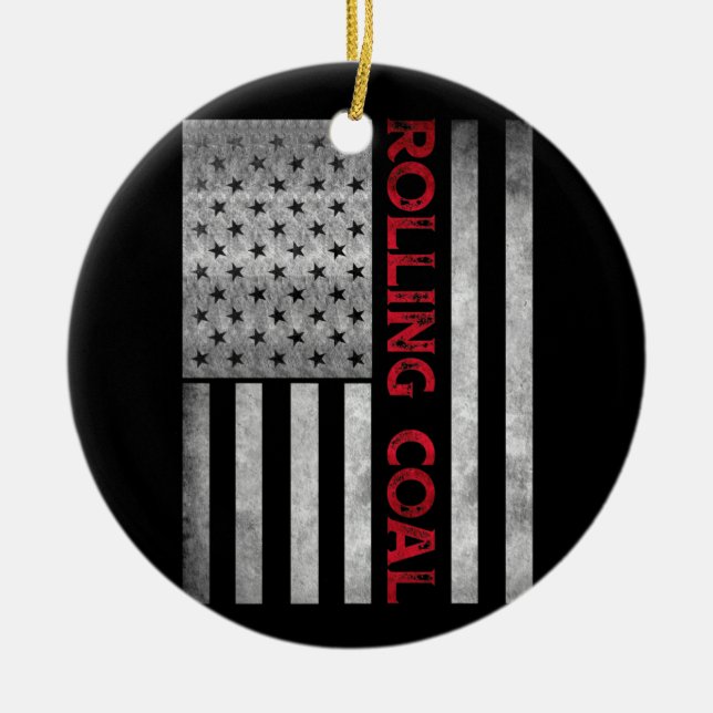 Diesel Rolling Coal Flag Hoodie Truck Turbo Brothe Ceramic Ornament (Front)