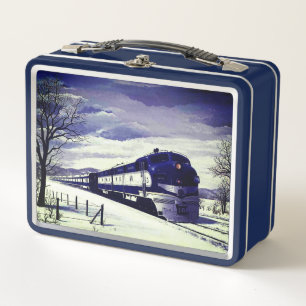 Diesel Train in Snow  Metal Lunch Box