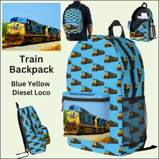 Diesel Train Locomotive Engine  - Add Name Printed Backpack