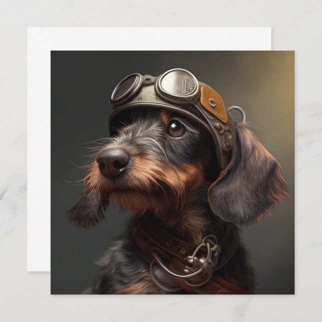 Dieselpunk Wirehaired Dachshund Steampunk Goggles (Front/Back)