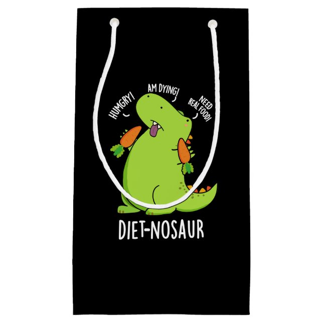 Diet-nosaur Funny Dinosaur Puns Dark BG Small Gift Bag (Front)