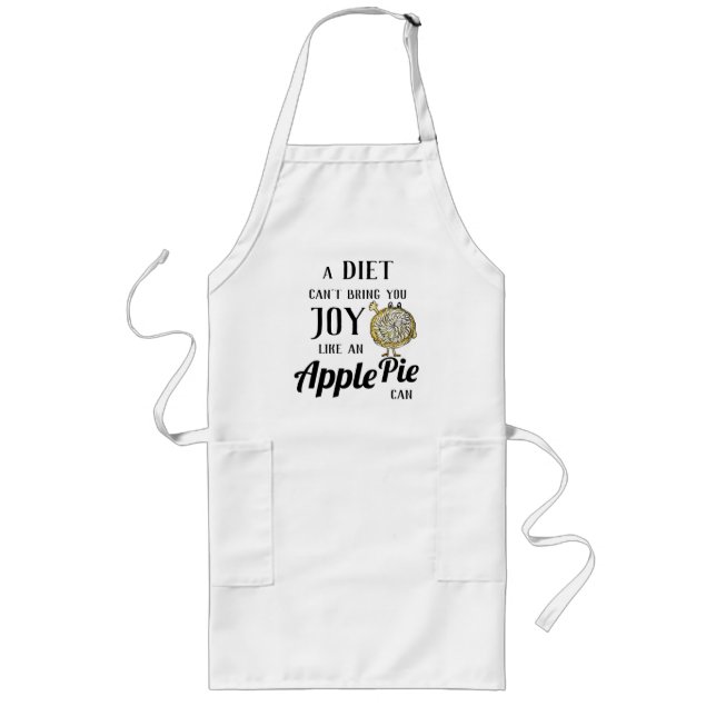 Diet Vs Apple Pie Funny Baking Foodie Pun Long Apron (Front)