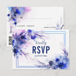 Dietary choice with QR code Cornflower Reverie RSVP Card