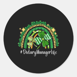 Dietary Manager Rainbow St Patricks Day Matching S Classic Round Sticker