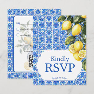 🌈  Dietary requirent + QR Azul & Limone Romance RSVP Card