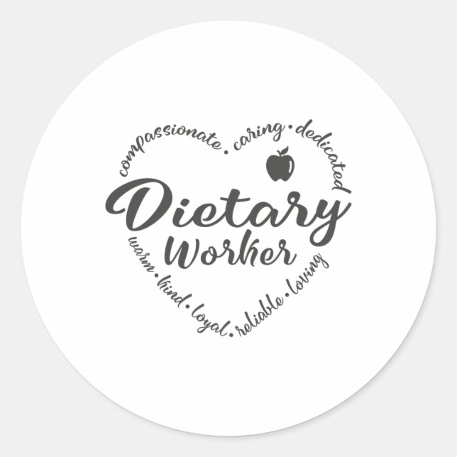 Dietary worker, dietary aide classic round sticker (Front)
