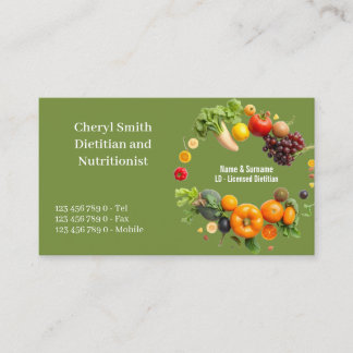 Dietician Nutritionist fruit vegetable green DIY Business Card