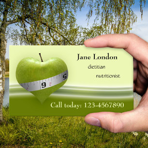 Dietician Nutritionist Green Heart Business Card