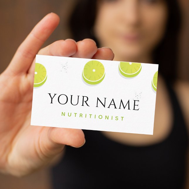 Dietician Nutritionist Green Lime Pattern Simple Business Card (Creator Uploaded)
