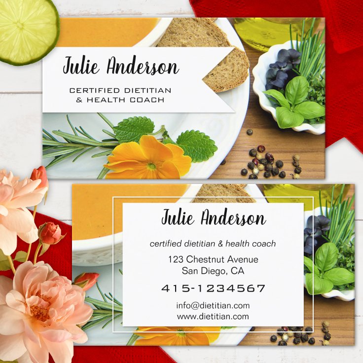 Dietician Nutritionist Health Coach Business Card | Zazzle