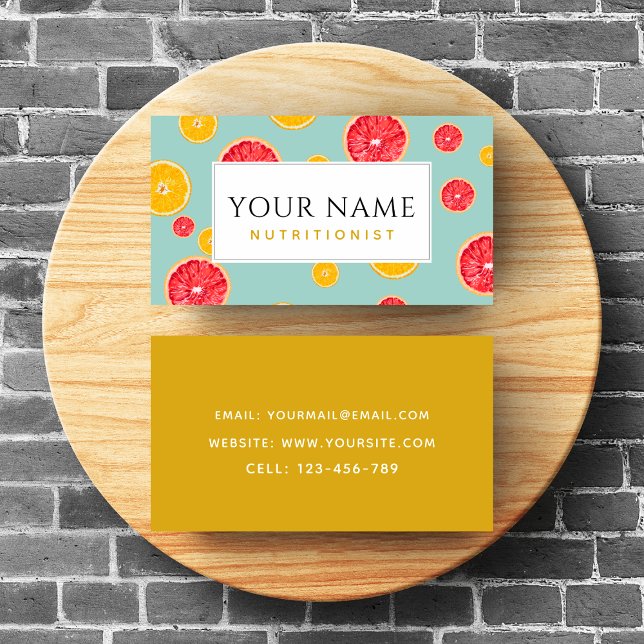 Dietician Nutritionist Lime Orange Grapefruit Food Business Card (Creator Uploaded)