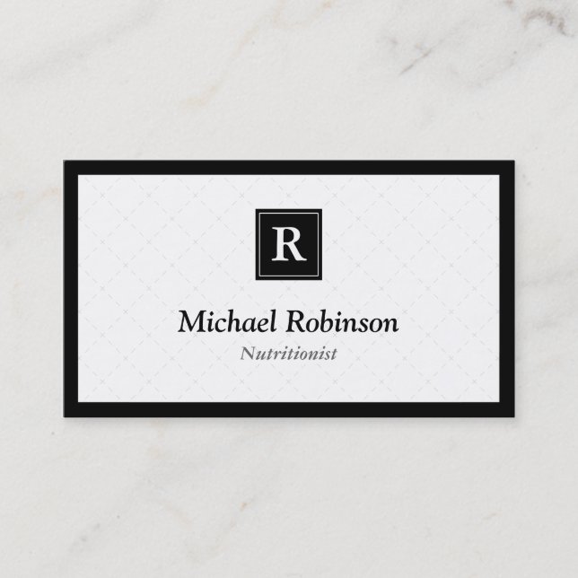 Dietician Nutritionist - Simple Elegant Monogram Business Card (Front)