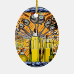 DIETITIAN FOOD COLLAGE LOGO CERAMIC ORNAMENT