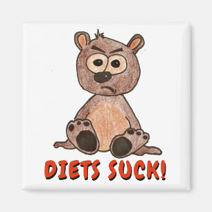 Diets suck! Grumpy Little Bear Cub Cartoon Magnet