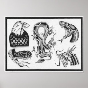 Dietzel Vintage Tattoo Flash Poster
