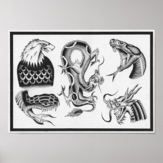 Dietzel Vintage Tattoo Flash Poster