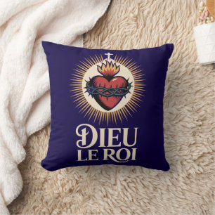 Dieu Le Roi Catholic Monarchist Sacred Heart Cushion