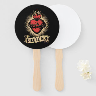 Dieu Le Roi Catholic Monarchist Sacred Heart Hand Fan