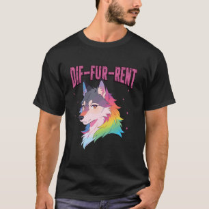 DIF-Fur-Rent Wolf Anime Furry Fursona LGBTQ Pride T-Shirt