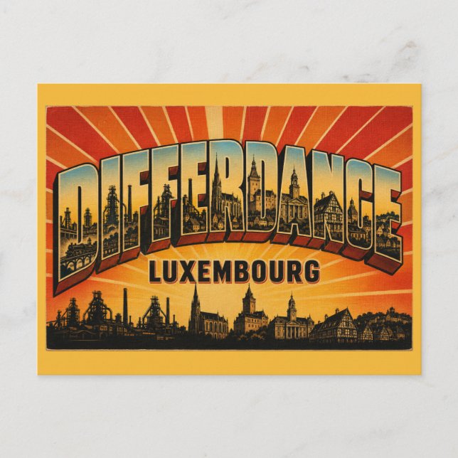 Differdange Luxembourg Blast Furnaces Postcard (Front)