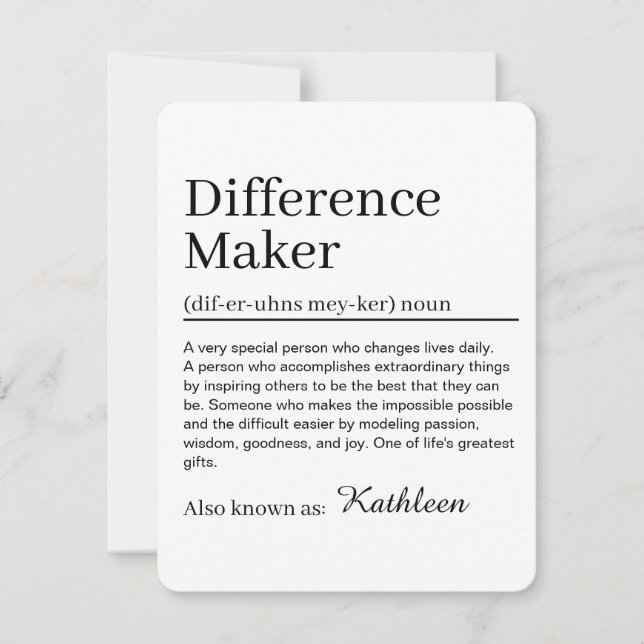 Difference Maker Definition  Invitation (Front)