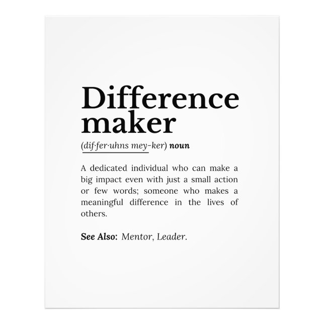 Difference Maker – Inspirational Quote Photo Print (Front)